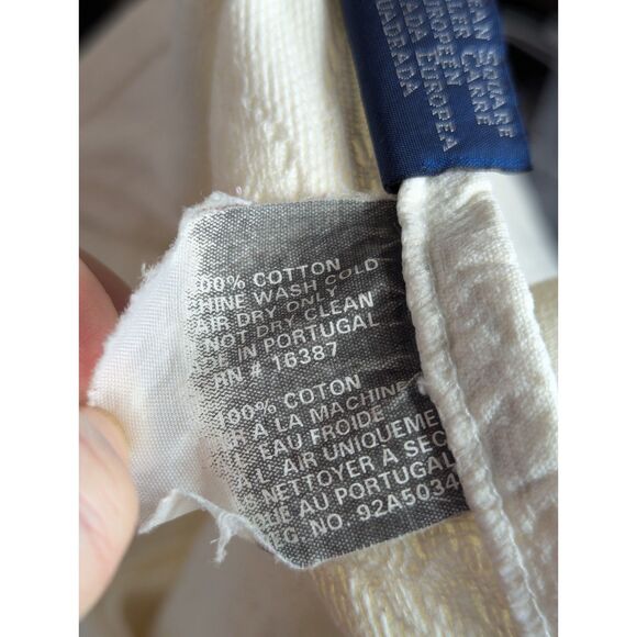 RALPH LAUREN European Square Matelassé Pillow Sham Cream Quiet Luxury 24"x24" - Picture 5 of 5